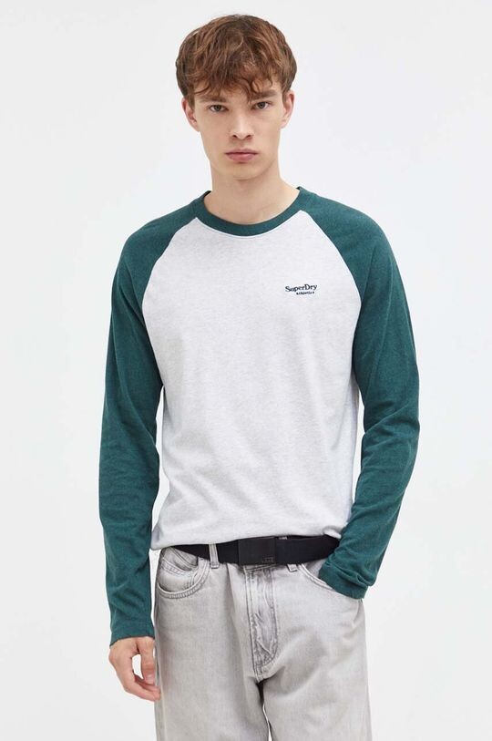

Хлопковый топ с длинными рукавами Superdry, серый