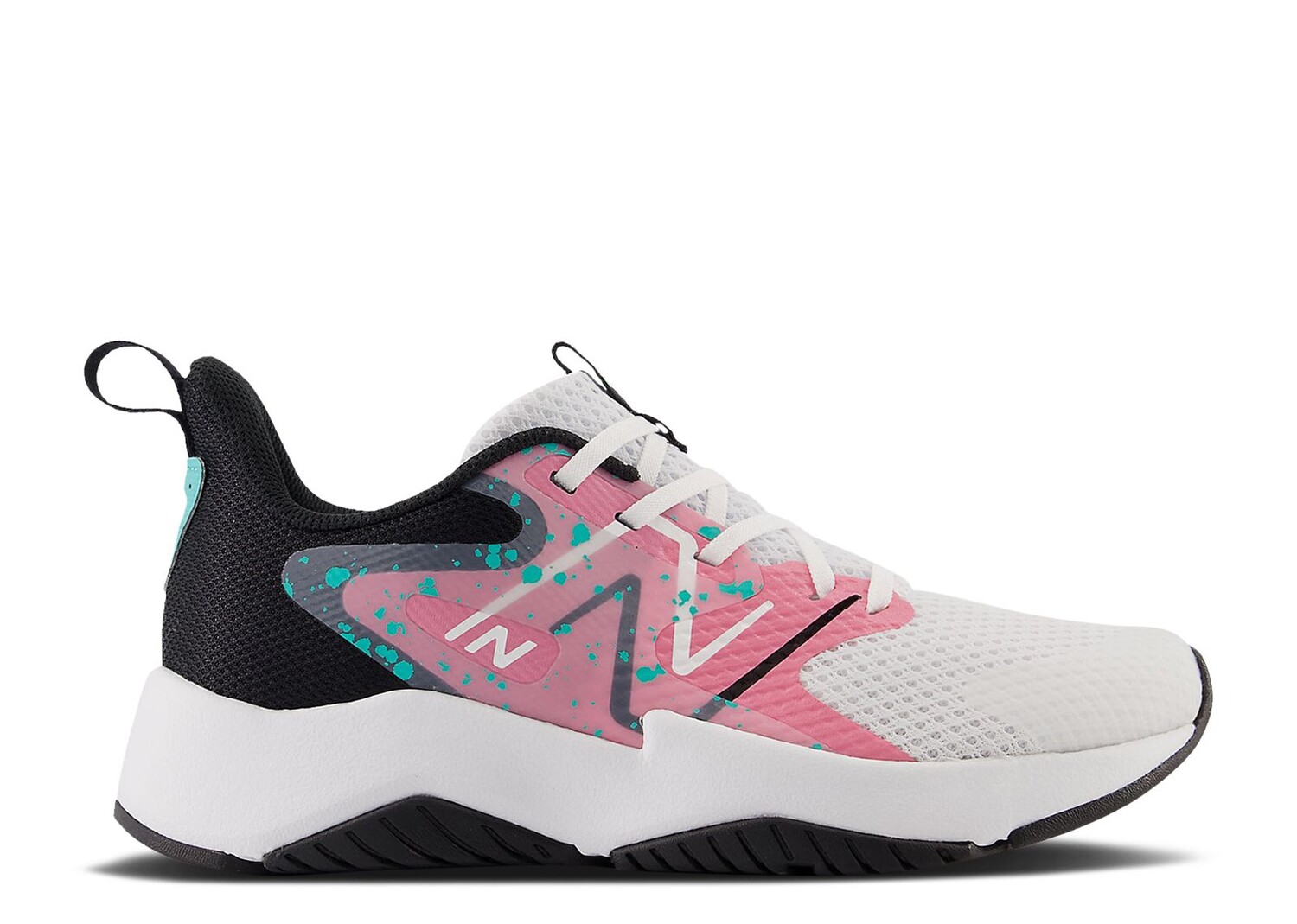 

Кроссовки New Balance Rave Run V2 Big Kid 'White Real Pink Paint Splatter', белый