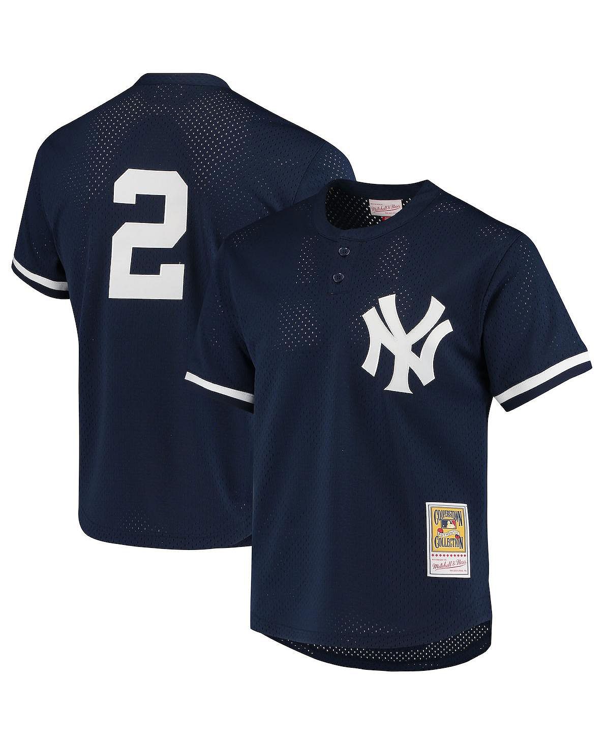 Мужская темно-синяя футболка Derek Jeter New York Yankees Cooperstown Collection 1995 года для тренировок ватин Mitchell & Ness