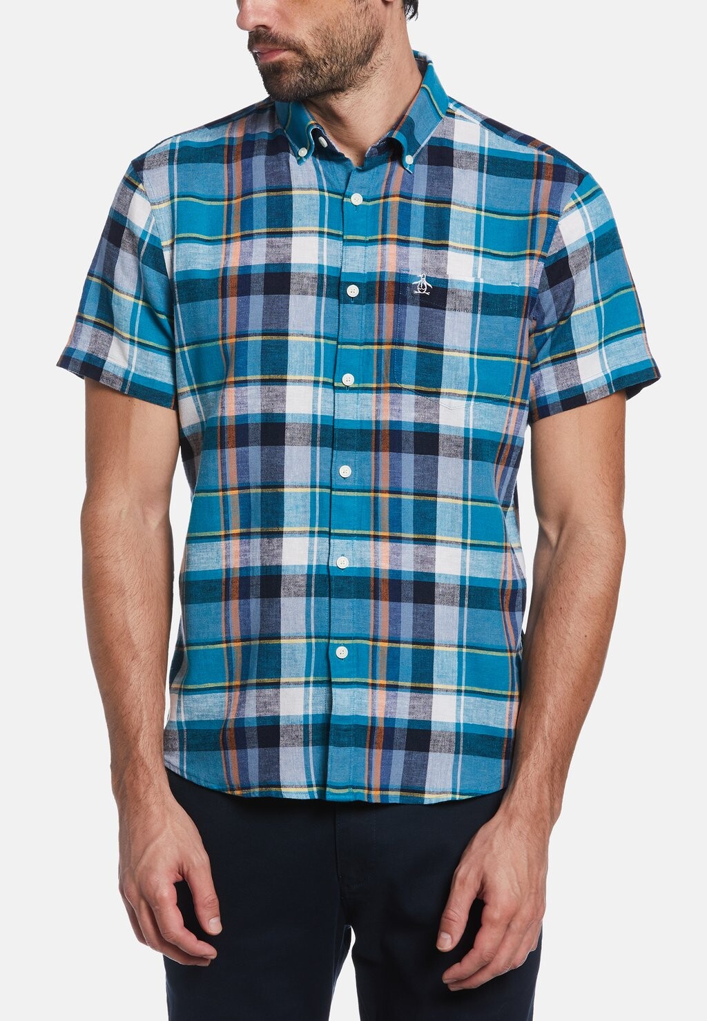 

Рубашка PLAID SHORT SLEEVE Original Penguin, цвет mosaic blue