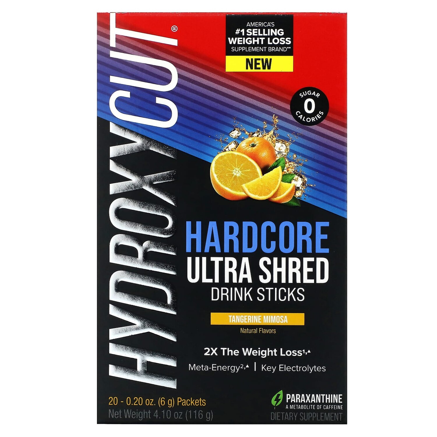 

Hardcore Ultra Shed, напиток в стиках, мандарин и мимоза, 20 пакетиков по 6 г (0,2 унции), Hydroxycut