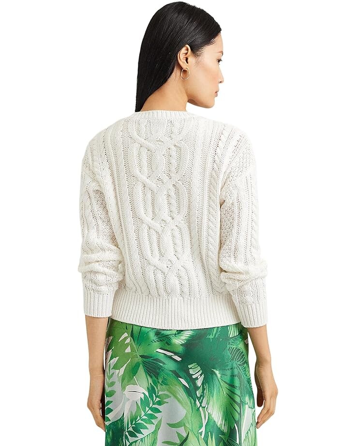 

Свитер LAUREN Ralph Lauren Cable-Knit Cotton Crewneck Sweater, белый