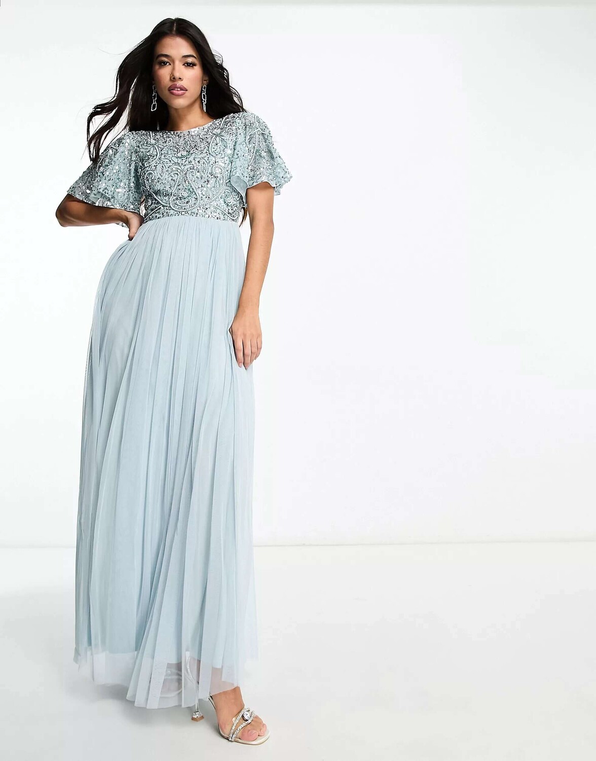 

Платье макси Beauut Bridesmaid с открытой спиной ледяного синего цвета, Синий
