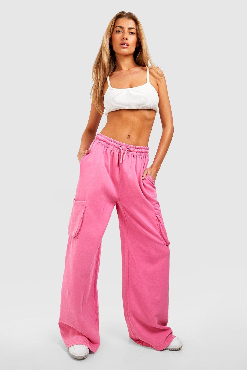 

Брюки cargo jogger с прямыми ногими, мытыми Boohoo, розовый