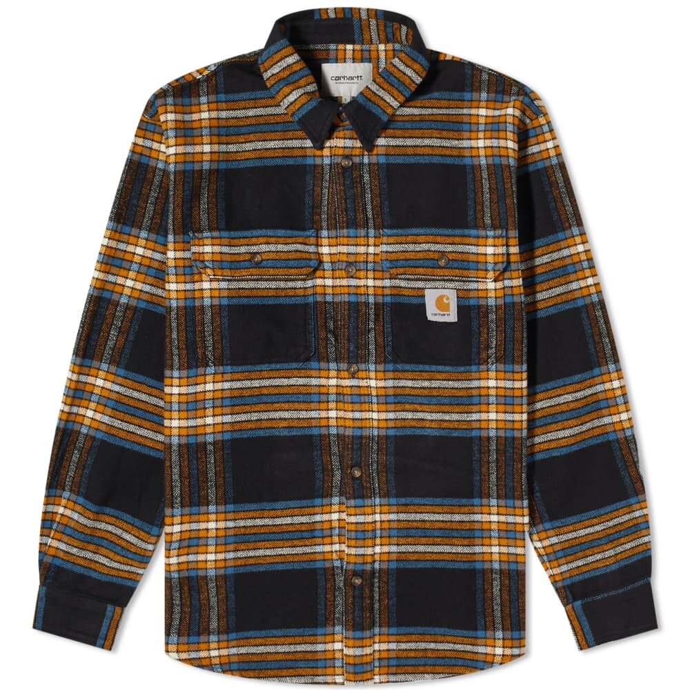 Рубашка в клетку Carhartt WIP Hawkins kerr philip prussian blue