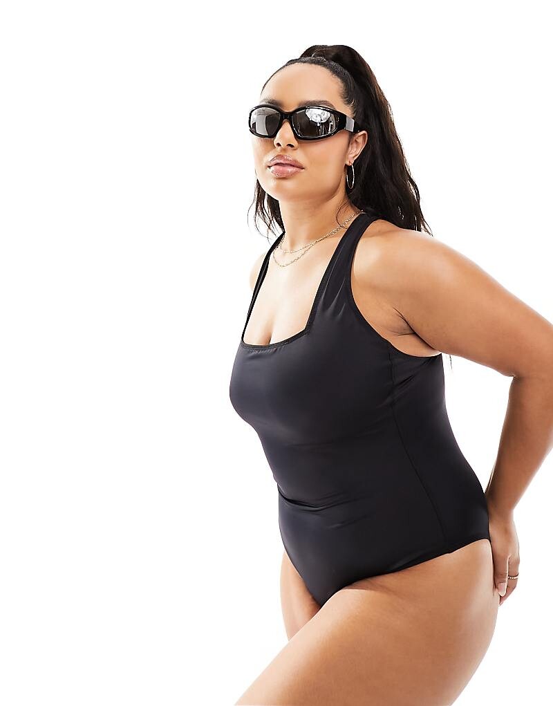 

Черный купальник с открытой спиной ASOS 4505 Curve