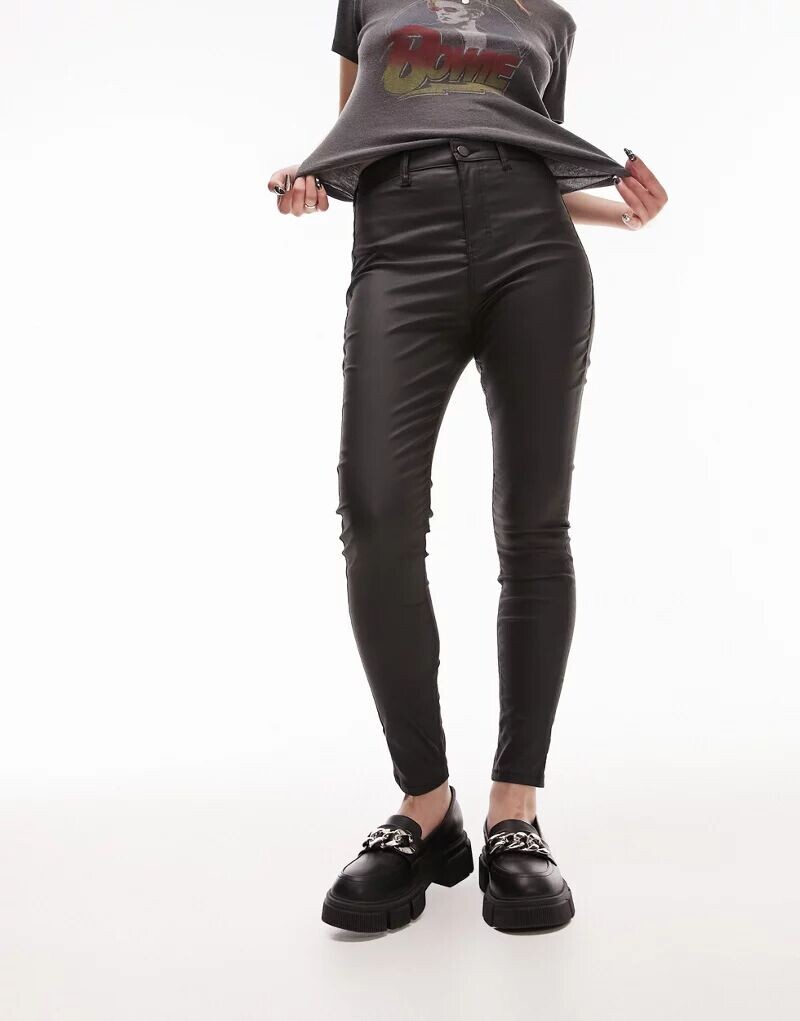 

Черные джинсы с покрытием Topshop Joni