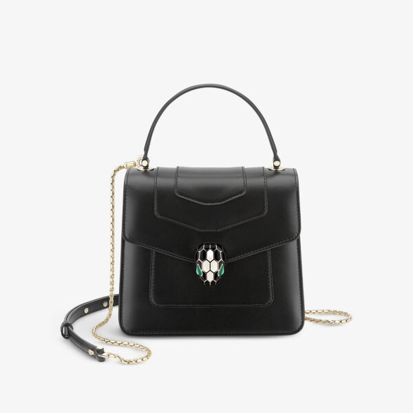 

Кожаная сумка Serpenti Forever с верхней ручкой Bvlgari, черный
