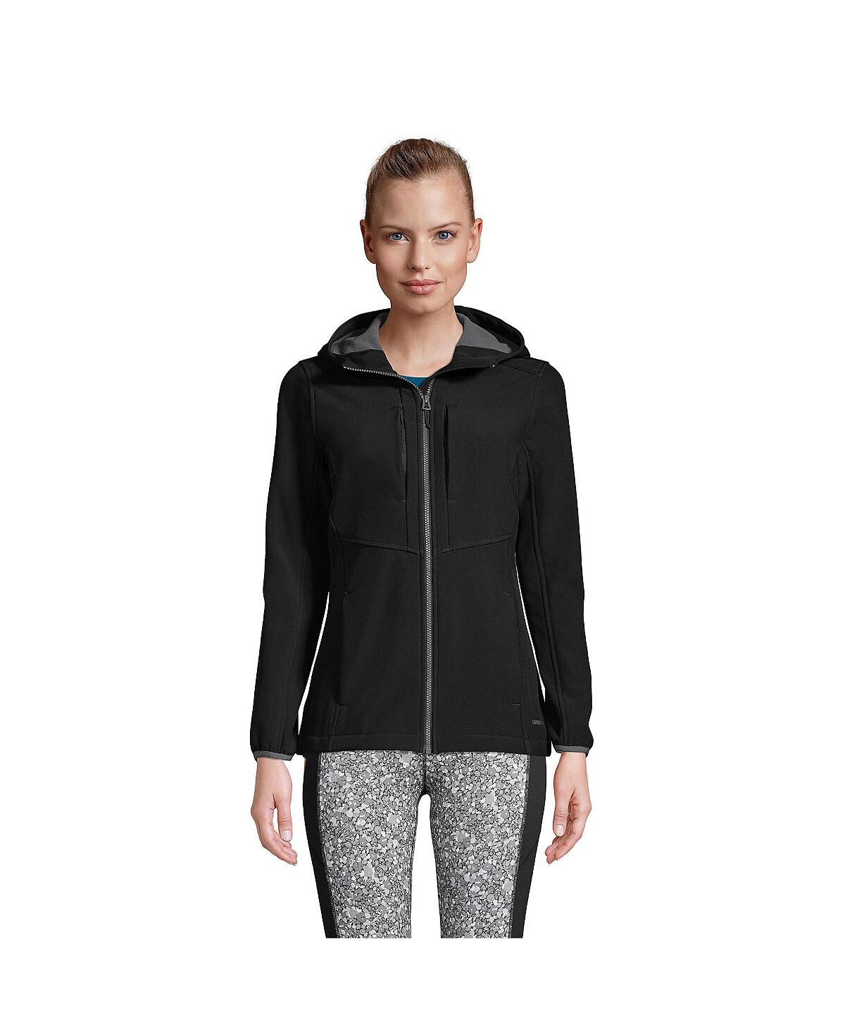 

Женская флисовая куртка Softshell стрейч Lands' End, черный
