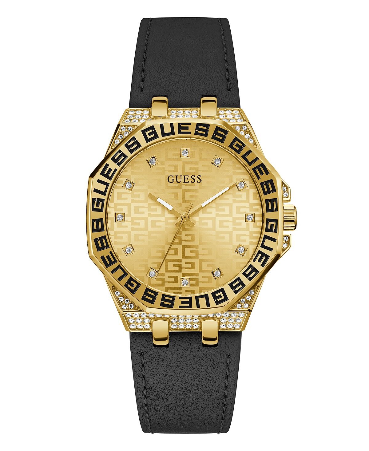 

Женские аналоговые черные кожаные часы 38 мм GUESS, черный