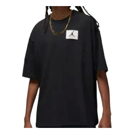 Футболка Men's Air Jordan FW22 Round Neck Logo Label Short Sleeve Black T-Shirt, черный