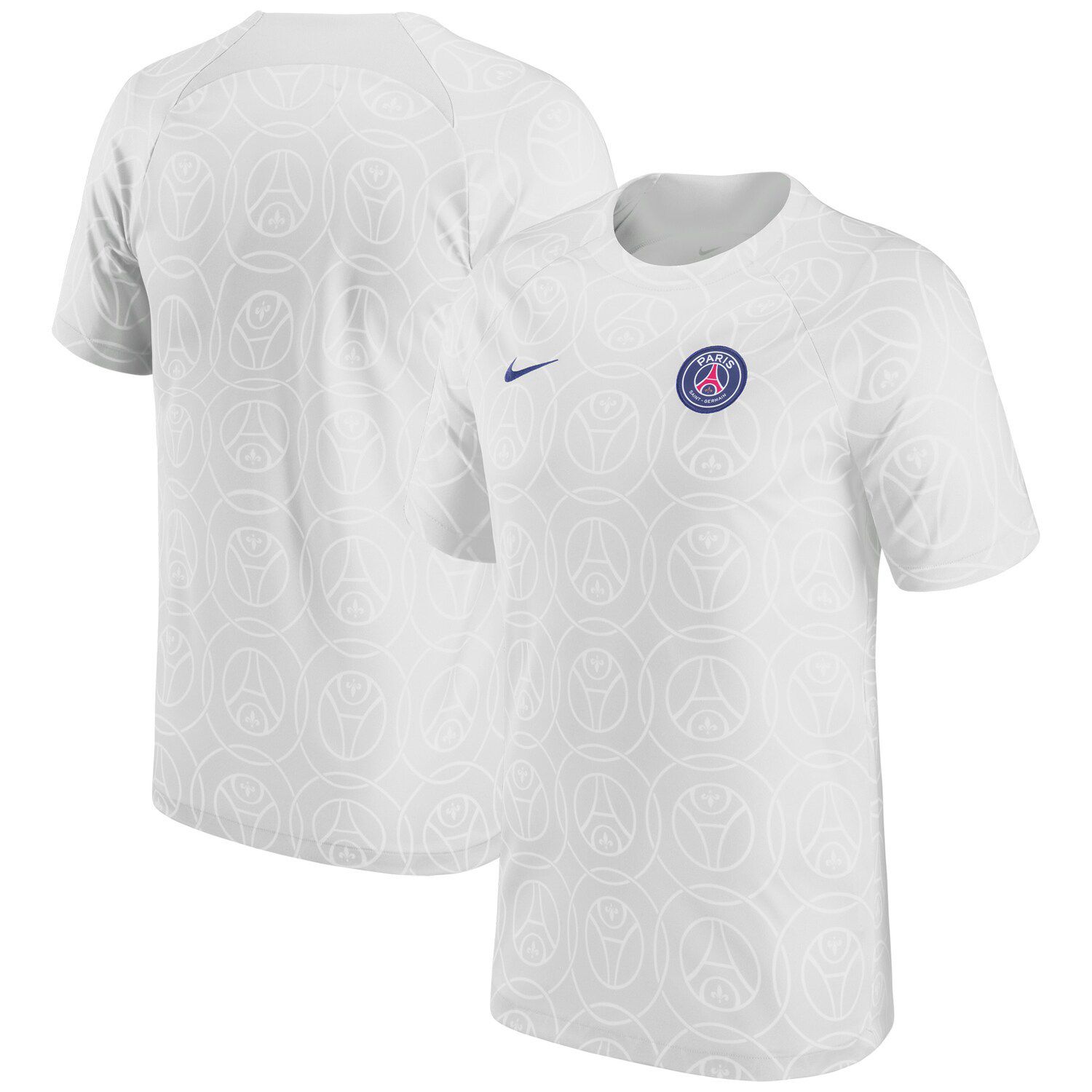цена Мужская серая предматчевая футболка Paris Saint-Germain 2022/23 Nike