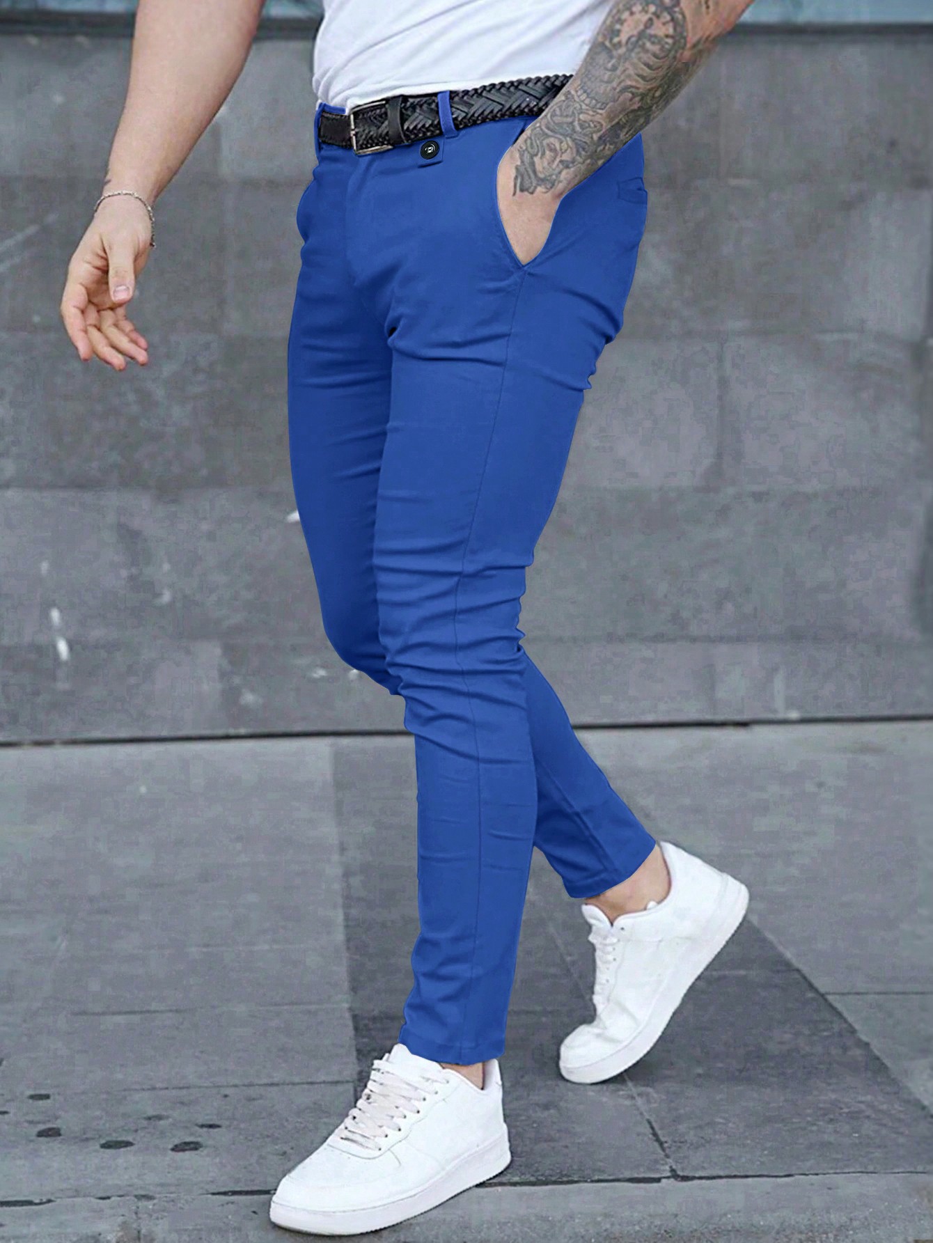 Мужские однотонные классические брюки с карманами Manfinity Mode, синий