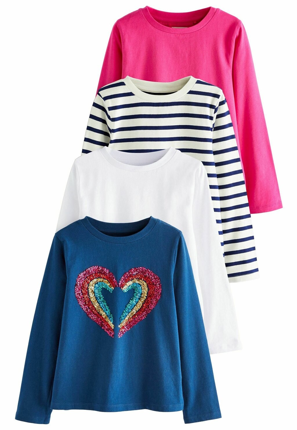 

футболка с длинным рукавом НАБОР ФУТБОЛОК RAINBOW SEQUIN LONG SLEEVE (4 шт.) Next, цвет pink navy blue