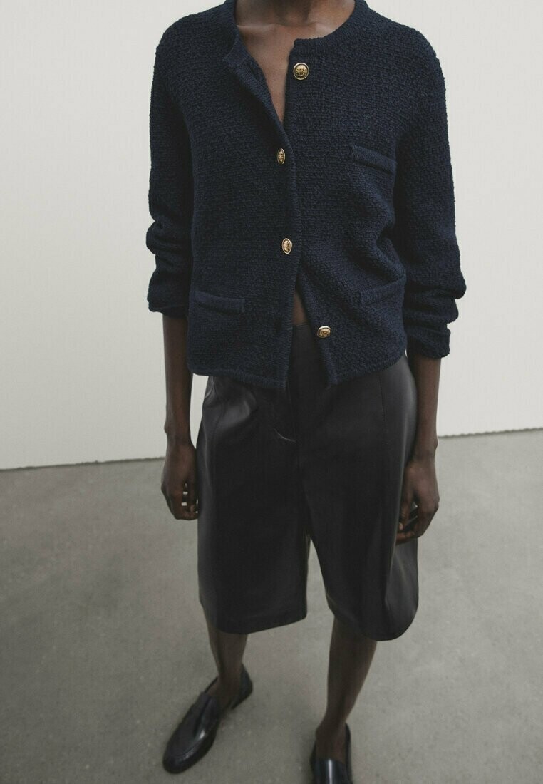 

Кардиган Textured With Pockets Massimo Dutti, цвет dark blue