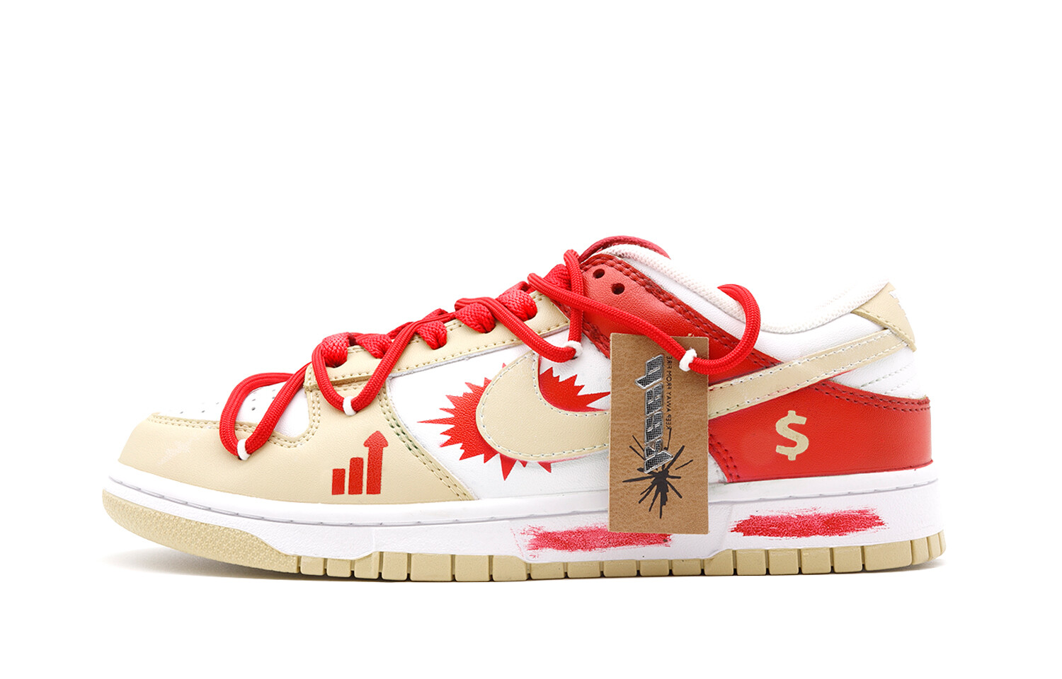 

Кроссовки Nike Dunk Skateboarding Shoes Men Low-top Red, цвет Off White