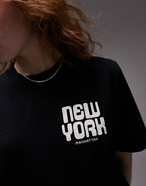 

Черная базовая футболка премиум-класса Topshop New York, Черный
