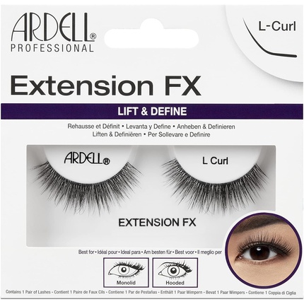 

Наращивание накладных ресниц Ardell FX L Curl Черная короткая кукольная форма Выделите глаза Шелковисто-мягкие без узлов Invisiband Удобная одежда Подходит для веганов