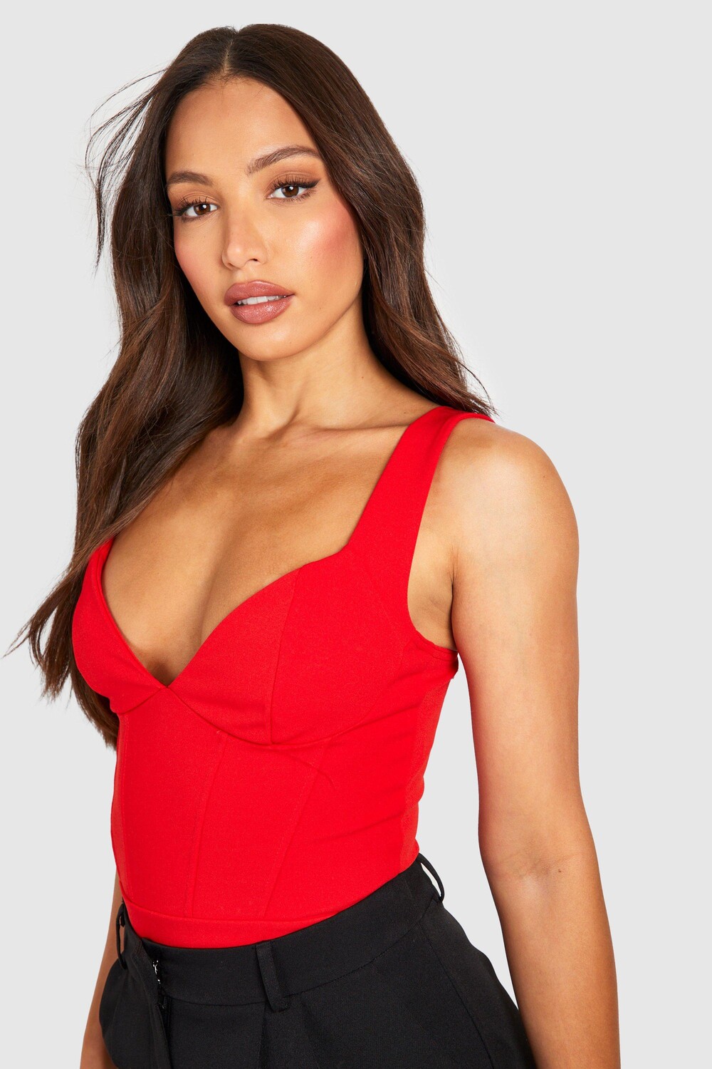 

Высокое боди с корсетом Boohoo, красный