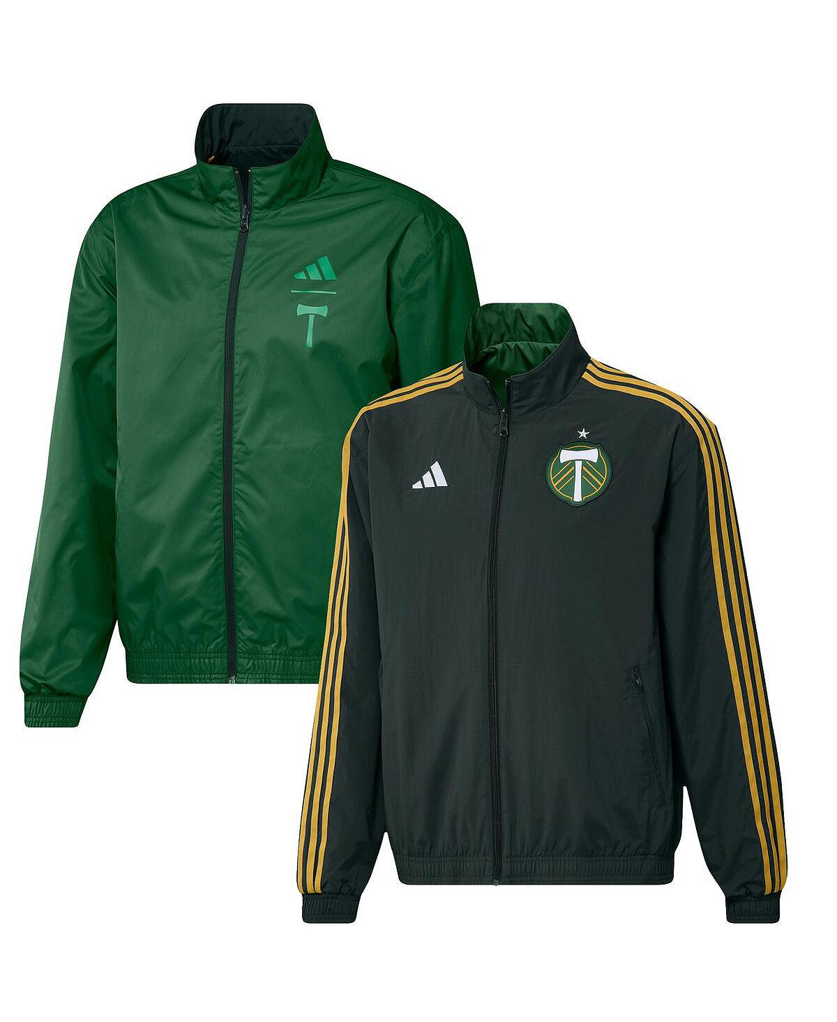 Мужская зеленая двусторонняя командная куртка с молнией во всю длину Portland Timbers 2023 On-Field Anthem adidas