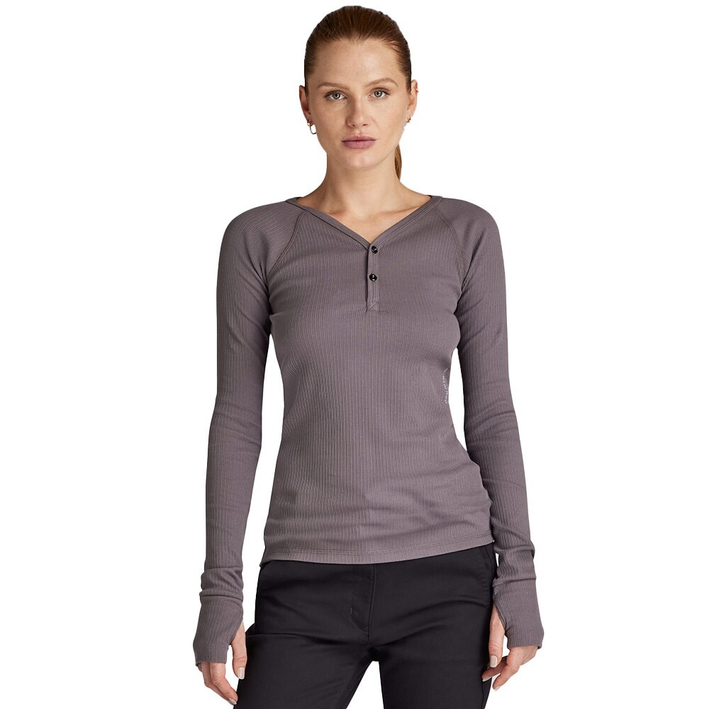 

Футболка с длинным рукавом G-Star Slim Rib Henley, фиолетовый