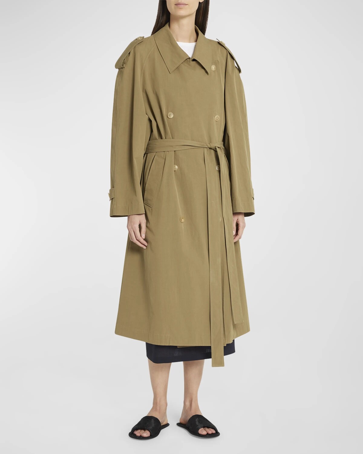 

Длинный тренч Denver с поясом THE ROW, цвет Olive