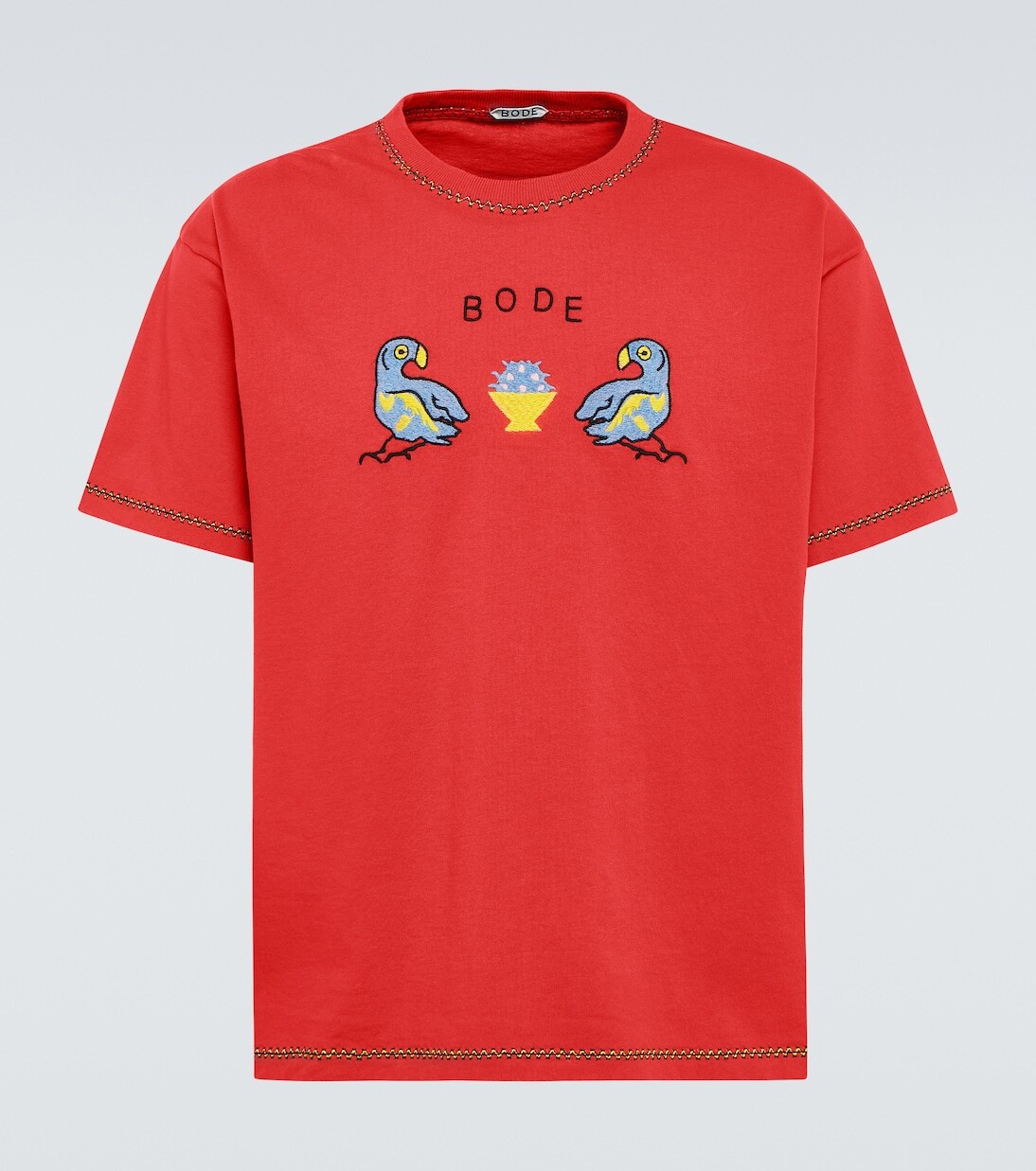 

Хлопковая футболка с вышивкой Twin Parakeet Bode, красный