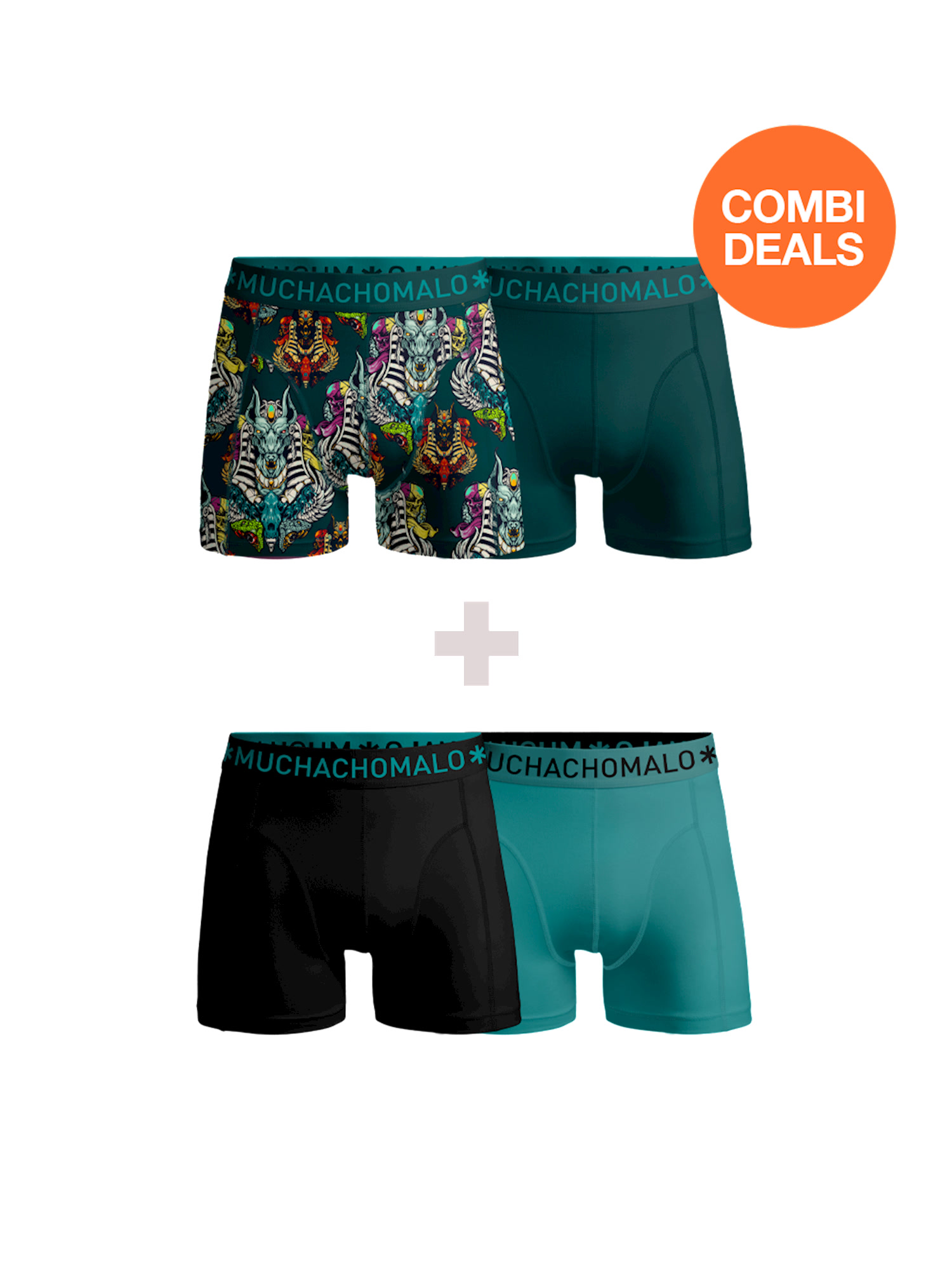 Боксеры Muchachomalo 2er-Set: Boxershorts, цвет Multicolor/Green/Black/Green