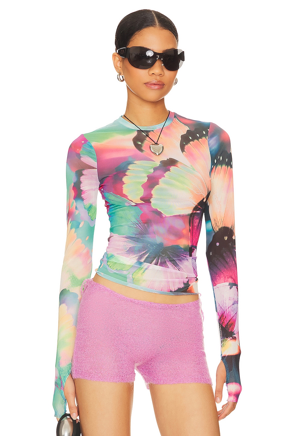 

Топ AFRM Kaylee Long Sleeve, цвет Abstract Butterfly