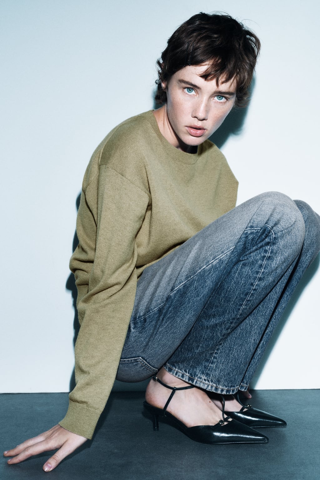 

Блейзер оверсайз в тонкую полоску ZARA, зеленый