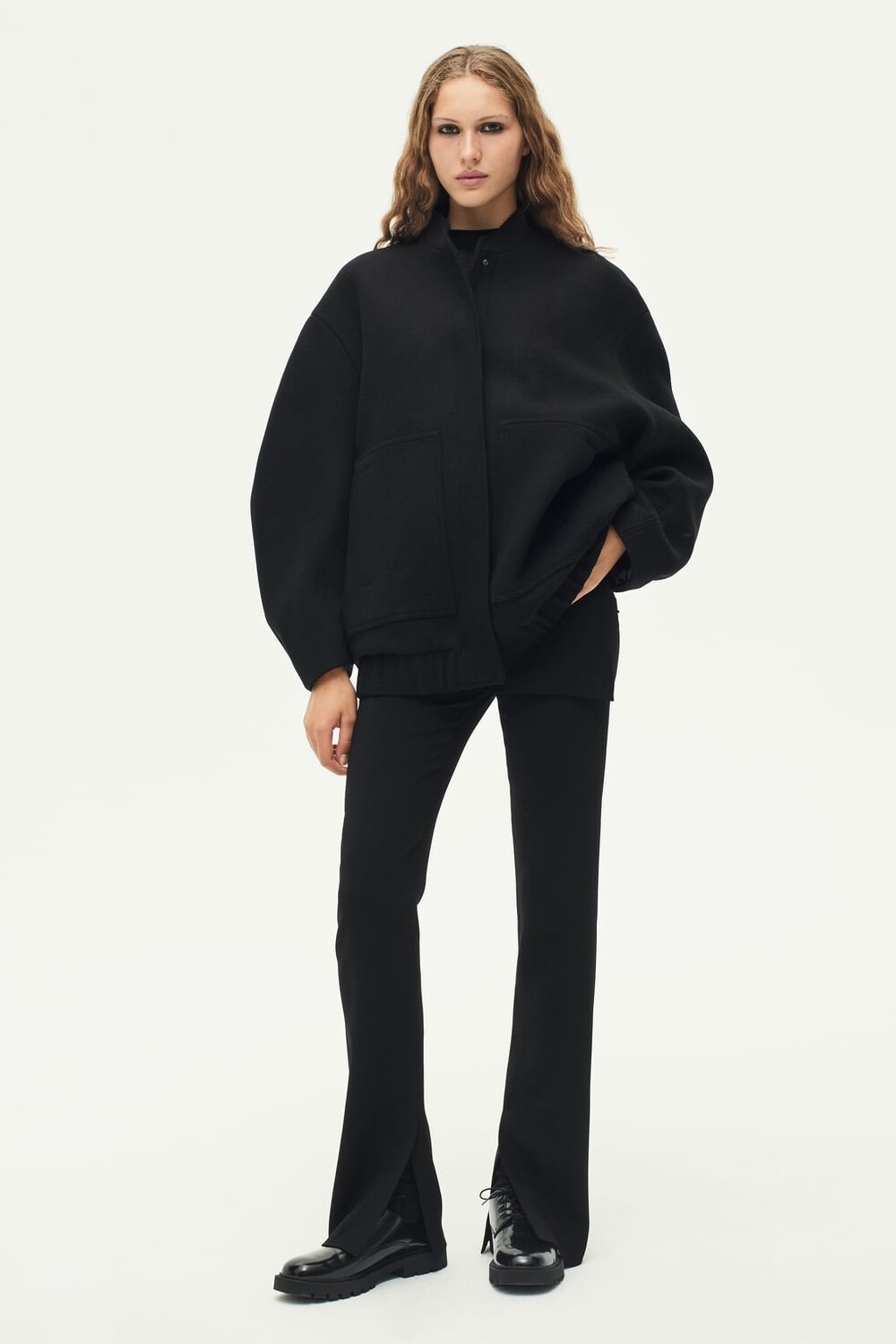 

Куртка-бомбер из смесовой шерсти Zw Collection ZARA, черный