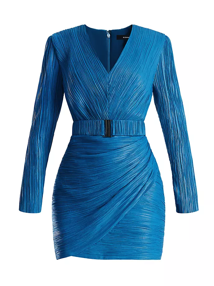 

Плиссированное мини-платье Bcbgmaxazria, синий