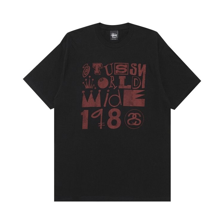 

Футболка Stussy World Wide 1980 Multifont 'Black', черный