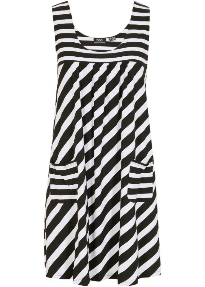 

Короткое трикотажное платье с карманами Bpc Bonprix Collection, белый