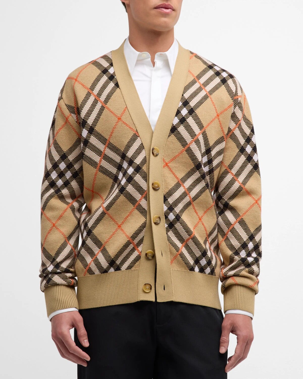 

Мужской кардиган в клетку в винтажном стиле Burberry, цвет Sand Ip Check