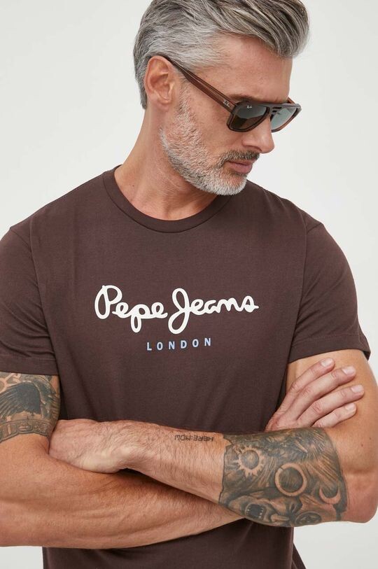 

Хлопковая футболка EGGO Pepe Jeans, коричневый