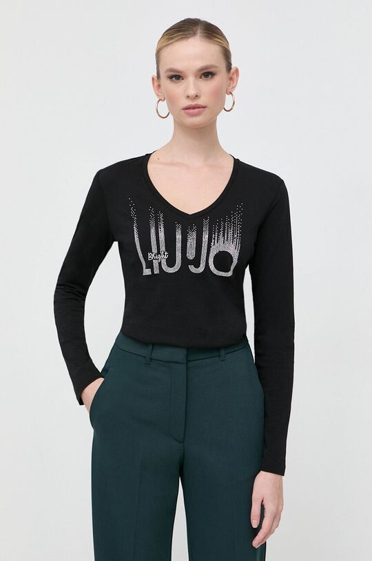 

Хлопковый топ с длинными рукавами Liu Jo, черный