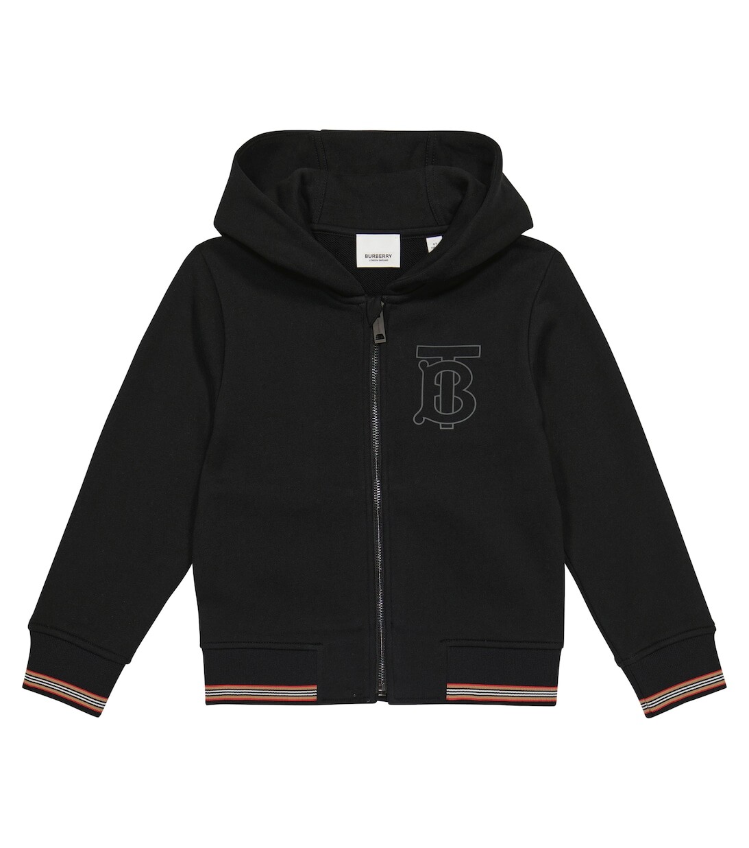

Худи из хлопкового джерси на молнии Burberry, черный