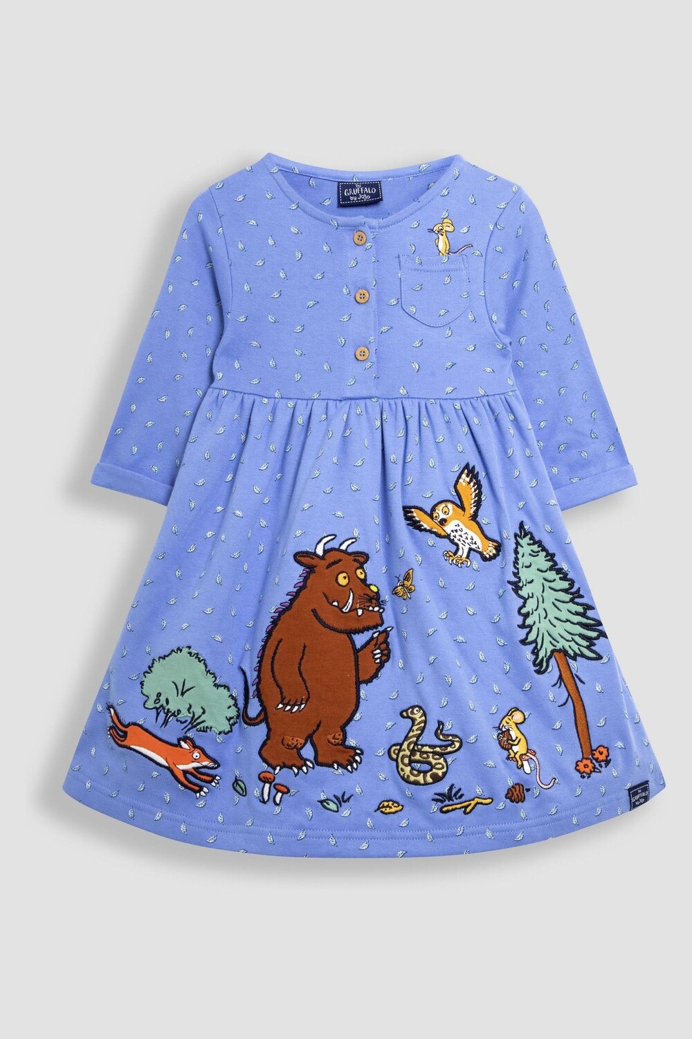 

Платье Gruffalo с аппликацией на пуговицах спереди Jojo Maman Bébé, синий