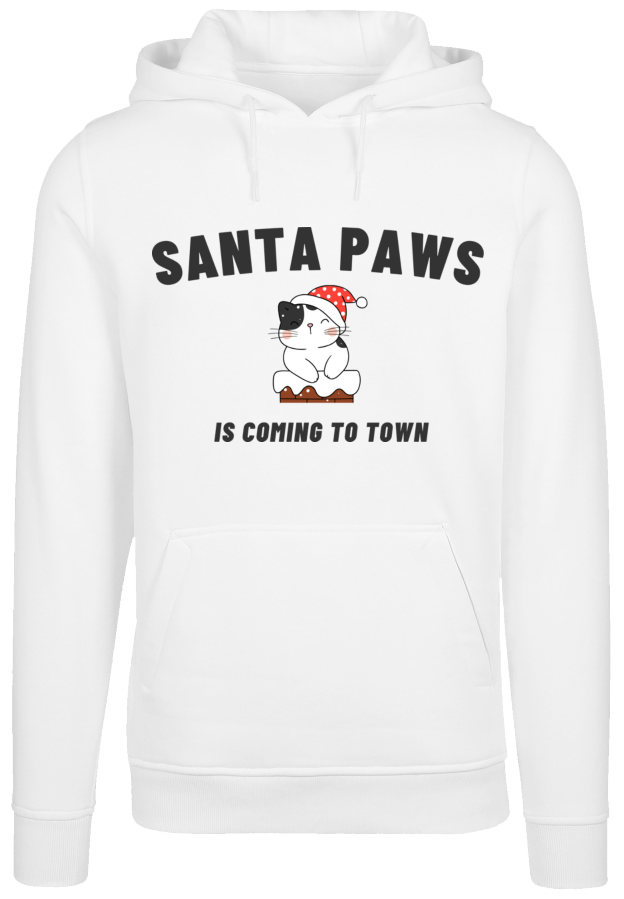 Пуловер F4NT4STIC Hoodie Santa Paws Christmas Cat, белый