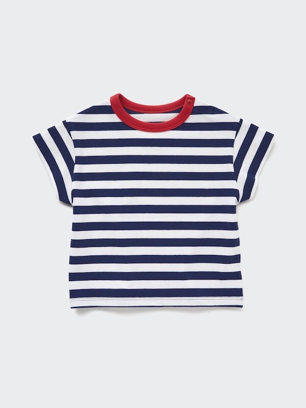 

Футболка с круглым вырезом в полоску Uniqlo, синий