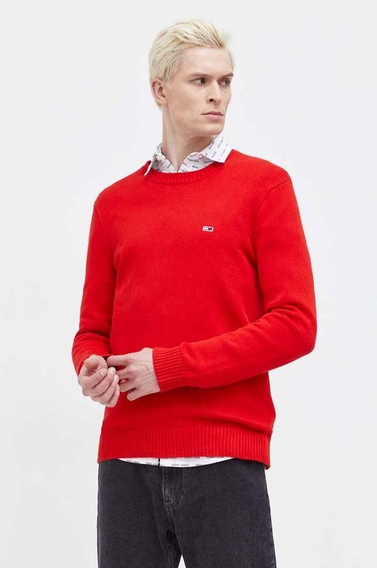 цена Хлопковый свитер Tommy Jeans, красный