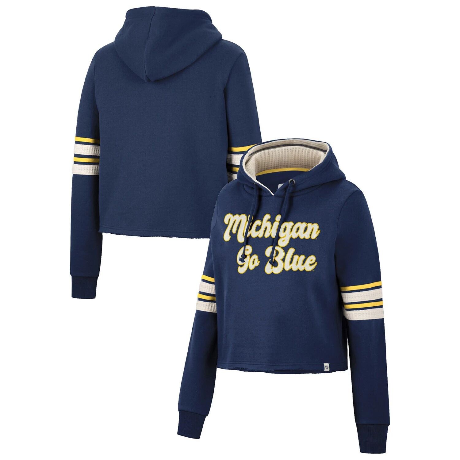 

Женский укороченный пуловер в стиле ретро с капюшоном Colosseum Navy Michigan Wolverines Colosseum