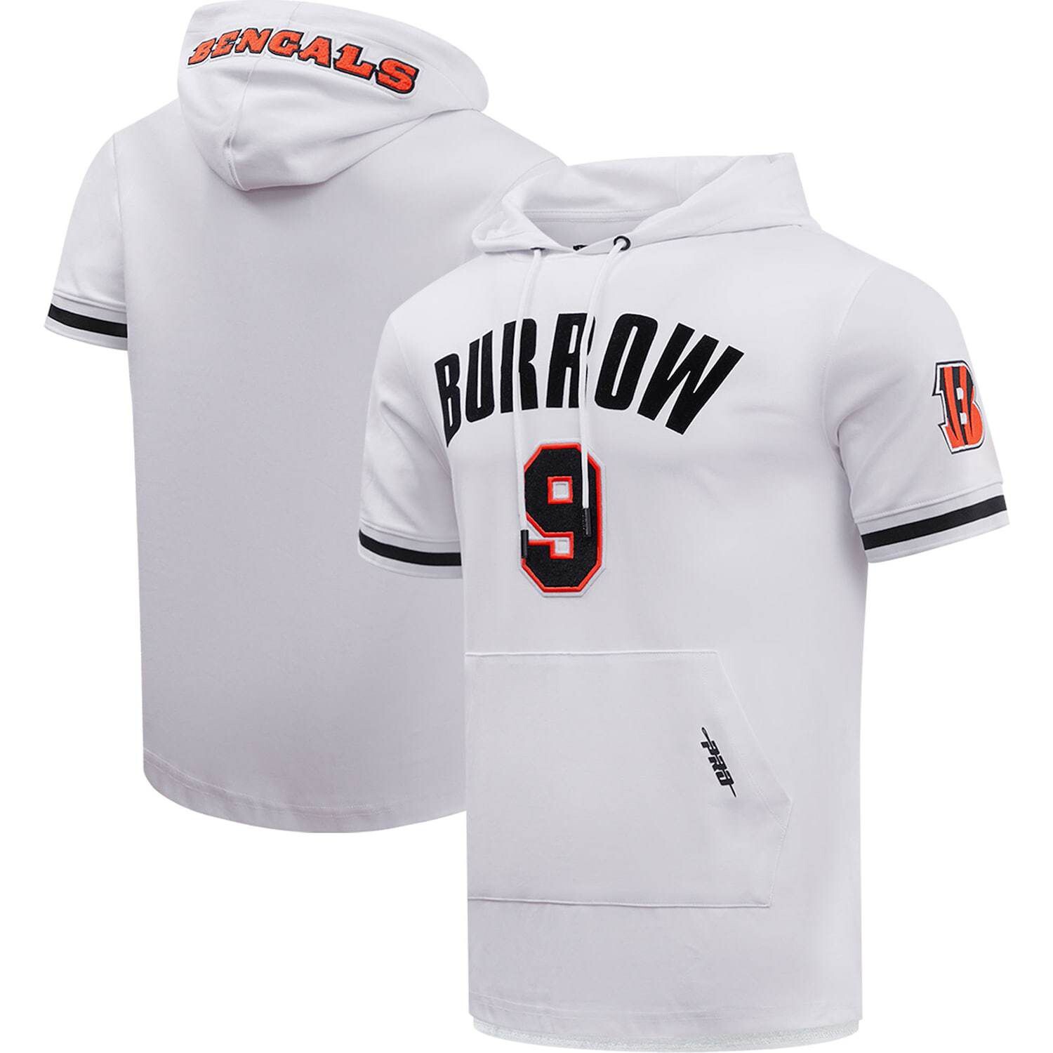 

Мужская футболка Pro Standard Joe Burrow White Cincinnati Bengals с именем и номером игрока с капюшоном