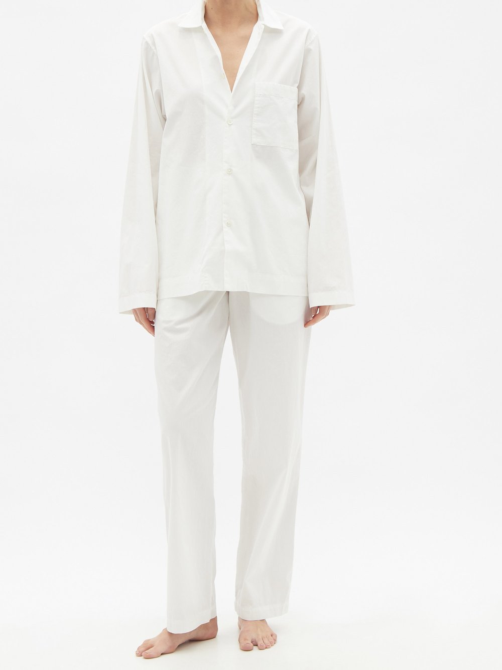 Пижамная рубашка из органического поплина из органического хлопка Tekla, белый пижамные брюки из органического хлопка с кулиской tekla белый
