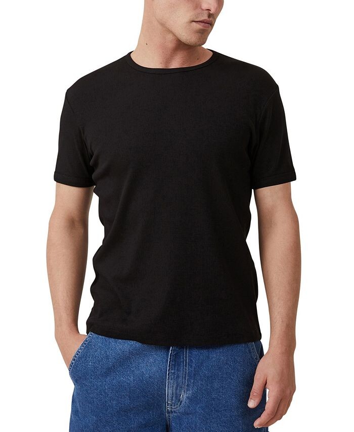 

Мужская футболка в рубчик с круглым вырезом COTTON ON, черный