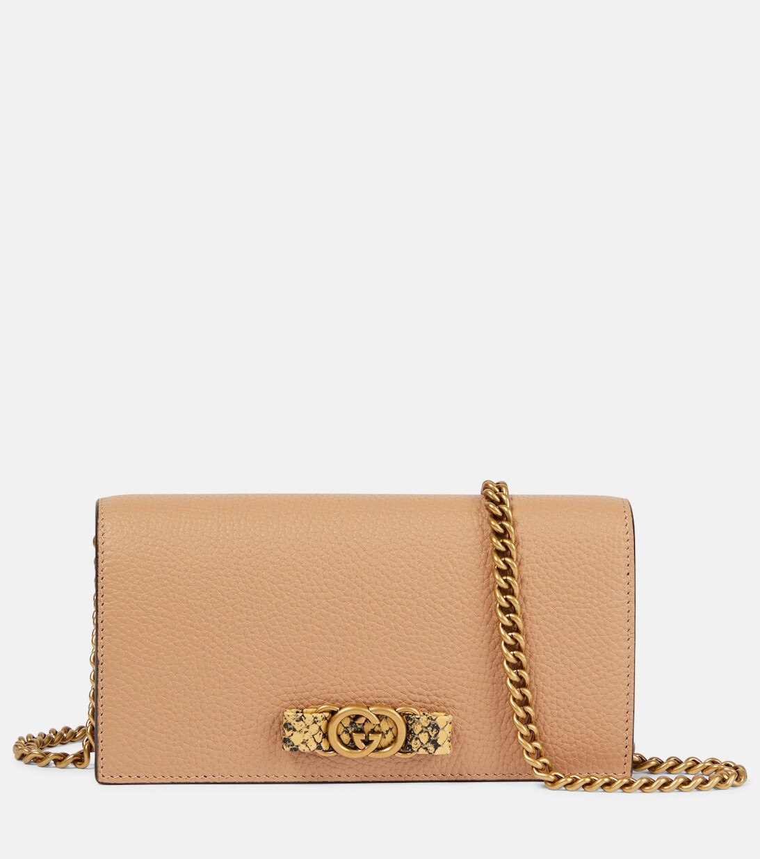 

Кожаный кошелек GG на цепочке Gucci, бежевый