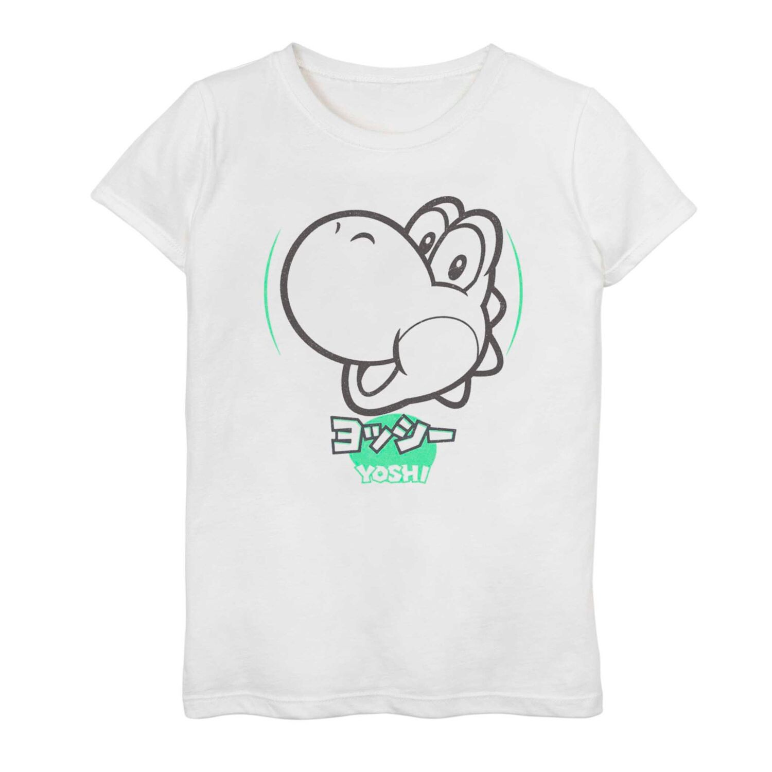 

Girls 7-16 Nintendo Yoshi Kanji Logo Tee Licensed Character, белый
