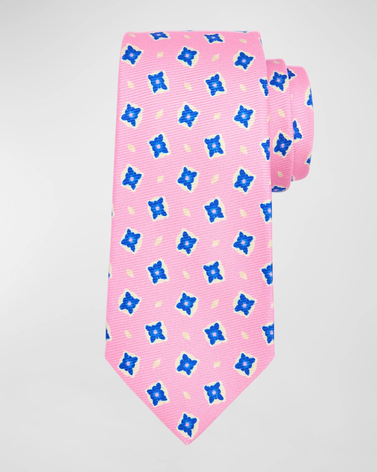 

Мужской шелковый галстук с медальоном и принтом Kiton, цвет Pink Multi