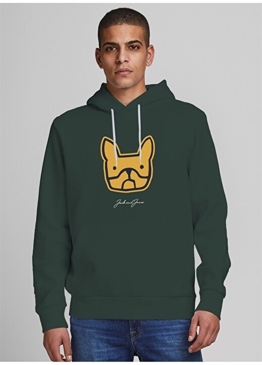 

Зеленый мужской свитшот с воротником с капюшоном Jack & Jones